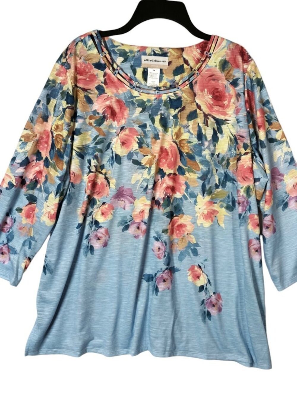 Alfred Dunner 3/4 Sleeve Floral Top Size 1X New NWT - Picture 2 of 6
